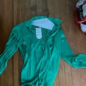 Green button down from Zara